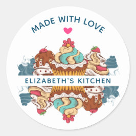Retro Style Cupcakes Sweet Dessert Kitchen Ronde Sticker