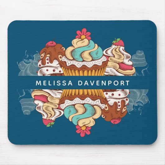 Retro Style Cupcakes Sweet Dessert Muismat (Voorkant)