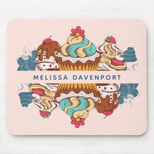 Retro Style Cupcakes Sweet Dessert Muismat (Voorkant)