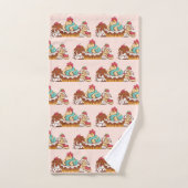 Retro Style Cupcakes Sweet Dessert Patroon Bad Handdoek (Handdoek)