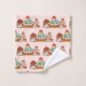 Retro Style Cupcakes Sweet Dessert Patroon Bad Handdoek (Wasdoekje)