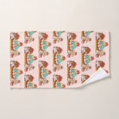 Retro Style Cupcakes Sweet Dessert Patroon Bad Handdoek (Handdoek)