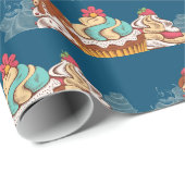 Retro Style Cupcakes Sweet Dessert Patroon Cadeaupapier (Rol Hoek)