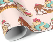 Retro Style Cupcakes Sweet Dessert Patroon Cadeaupapier (Rol Hoek)