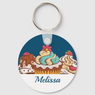 Retro Style Cupcakes Sweet Dessert Sleutelhanger