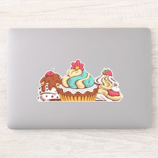 Retro Style Cupcakes Sweet Dessert Sticker (Computer)