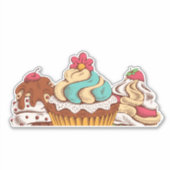 Retro Style Cupcakes Sweet Dessert Sticker (Voorkant)
