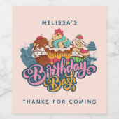 Retro Style Cupcakes Sweet Dessert Wijn Etiket (Enkel label)