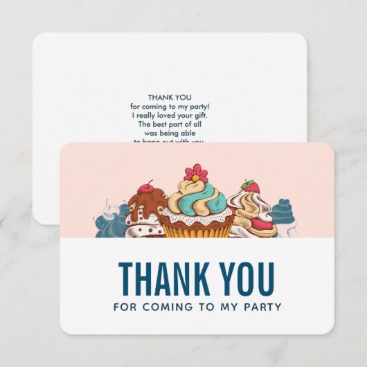 Retro Style Cupcakes Sweet Treates Dank je Bedankkaart (Voorkant / Achterkant)