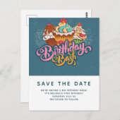 Retro Style Cupcakes Zoet Dessert Sla de datum op Briefkaart (Voorkant / Achterkant)