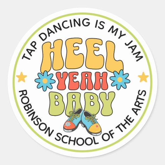 Retro Style Customizable Tap Dance Ronde Sticker (Voorkant)