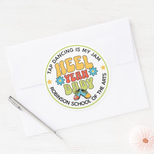 Retro Style Customizable Tap Dance Ronde Sticker (Envelop)