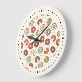 Retro Style Cute Colorful Donut Patroon Grote Klok (Hoek)