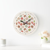 Retro Style Cute Colorful Donut Patroon Grote Klok (Huis)
