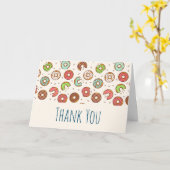 Retro Style Cute Colorful Donut Patroon Kaart (Gele Bloem)