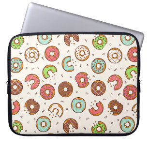 Retro Style Cute Colorful Donut Patroon Laptop Sleeve