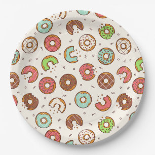 Retro Style Cute Colorful Donut Patroon Papieren Bordje