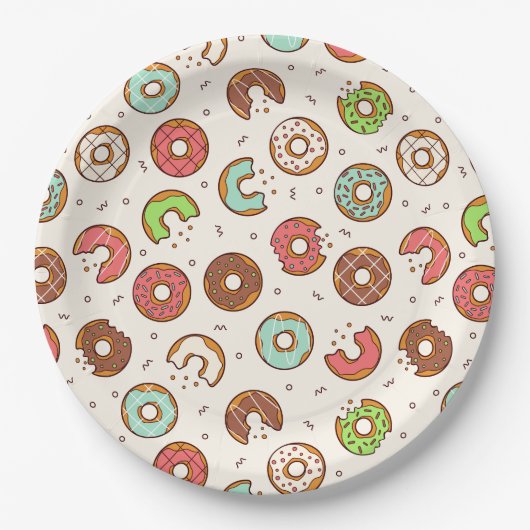 Retro Style Cute Colorful Donut Patroon Papieren Bordje (Voorkant)