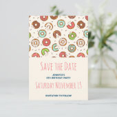 Retro Style Cute Colorful Donut Patroon Save The Date (Staand voorkant)