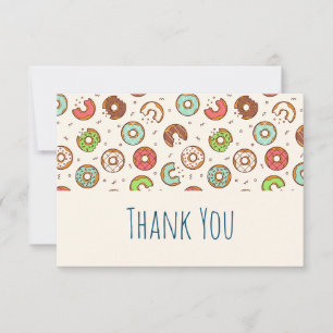 Retro Style Cute Colorful Donut Pattern Dank u Bedankkaart