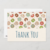 Retro Style Cute Colorful Donut Pattern Dank u Briefkaart (Voorkant / Achterkant)