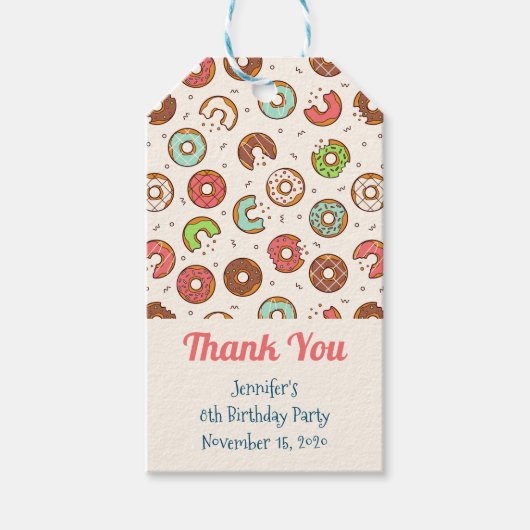 Retro Style Cute Colorful Donut Pattern Dank u Cadeaulabel (Voorkant)