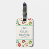 Retro Style Cute Colorful Donut Pattern Monogram Bagagelabel (Achterkant verticaal)
