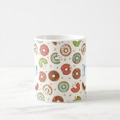 Retro Style Cute Colorful Donut Pattern Monogram Koffiemok (Center)