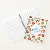 Retro Style Cute Colorful Donut Pattern Monogram Notitieboek (Binnen)