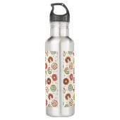 Retro Style Cute Colorful Donut Pattern Monogram Waterfles (Achterkant)