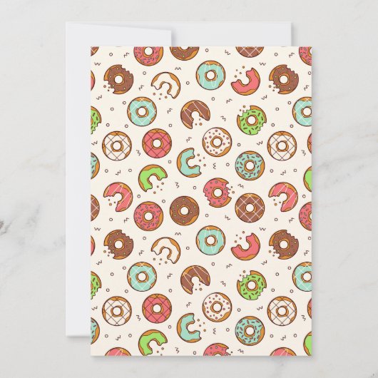 Retro Style Cute Donut Pattern Birthday Party Kaart (Achterkant)