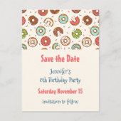 Retro Style Cute Donut Pattern Save the Date Uitnodiging Briefkaart (Voorkant)