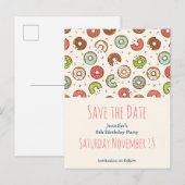 Retro Style Cute Donut Pattern Save the Date Uitnodiging Briefkaart (Voorkant / Achterkant)