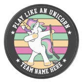Retro Style Dabbing Unicorn Hockey Puck (Voorkant)