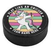 Retro Style Dabbing Unicorn Hockey Puck (3/4)