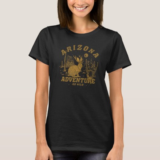  Retro Style Desert Mountain Arizona Cactus T-shirt (Voorkant)