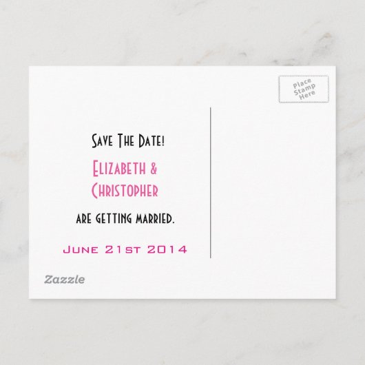 Retro Style Diner Trouwpaar Sla de datum op Aankondigingskaart (Achterkant)