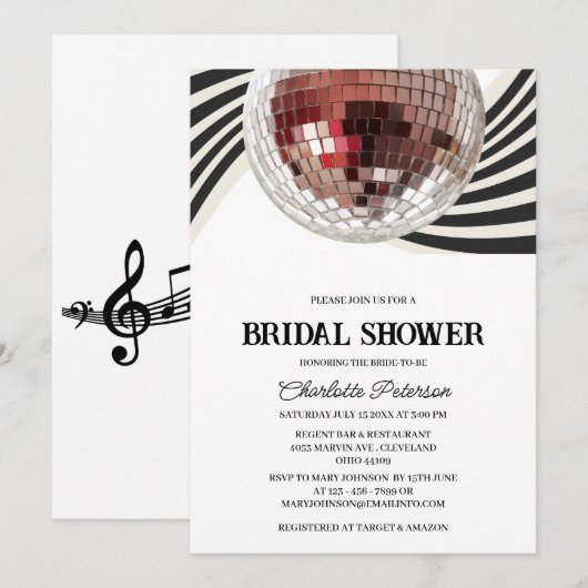 Retro Style Disco-Vrijgezellenfeest Kaart (Voorkant / Achterkant)