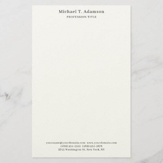 Retro Style Elegant Plain Simple White Briefpapier (Voorkant)
