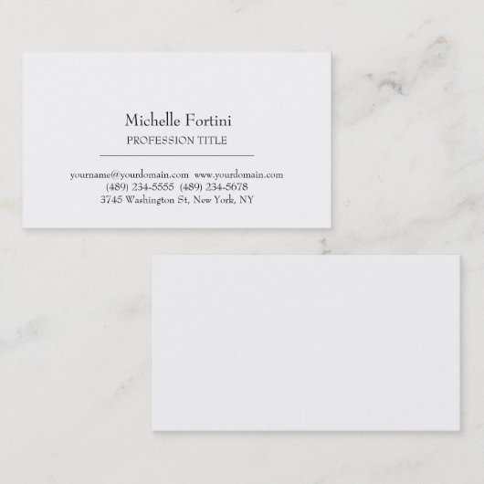 Retro Style Elegant Plain Simple White Minimalist Visitekaartje (Voorkant / Achterkant)