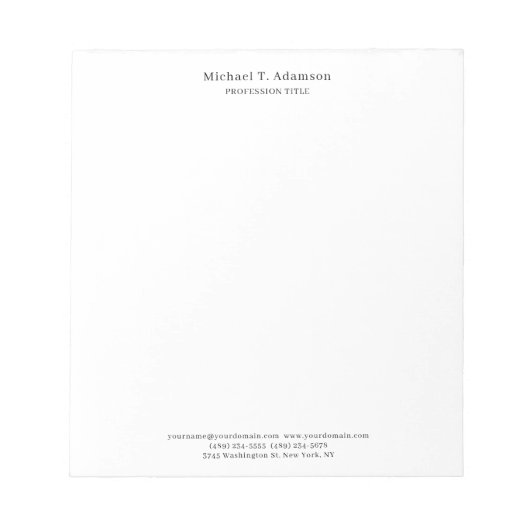 Retro Style Elegant Plain Simple White Notitieblok (Voorkant)
