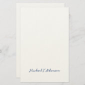 Retro Style Elegant Plain White Calligraphy Name Briefpapier (Voorkant / Achterkant)