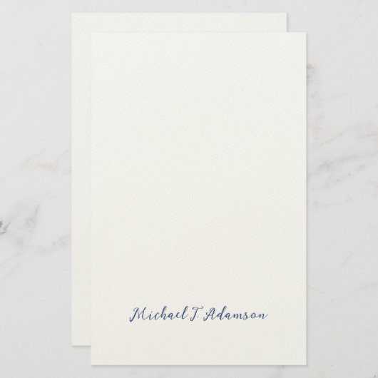 Retro Style Elegant Plain White Calligraphy Name Briefpapier (Voorkant / Achterkant)