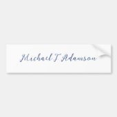 Retro Style Elegant Plain White Calligraphy Name Bumpersticker (Voorkant)