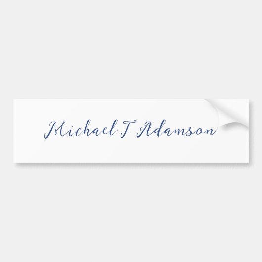 Retro Style Elegant Plain White Calligraphy Name Bumpersticker (Voorkant)