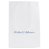 Retro Style Elegant Plain White Calligraphy Name Medium Cadeauzakje (Voorkant)