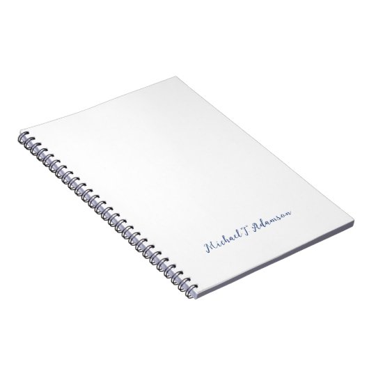 Retro Style Elegant Plain White Calligraphy Name Notitieboek (Rechterzijde)