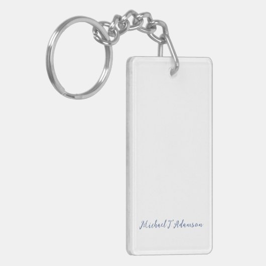 Retro Style Elegant Plain White Calligraphy Name Sleutelhanger (Voorkant Links)
