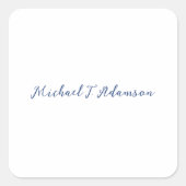 Retro Style Elegant Plain White Calligraphy Name Vierkante Sticker (Voorkant)