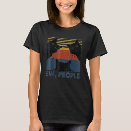 Retro Style Ew, mensen T-Shirt Funny Cat Introvert (Voorkant)